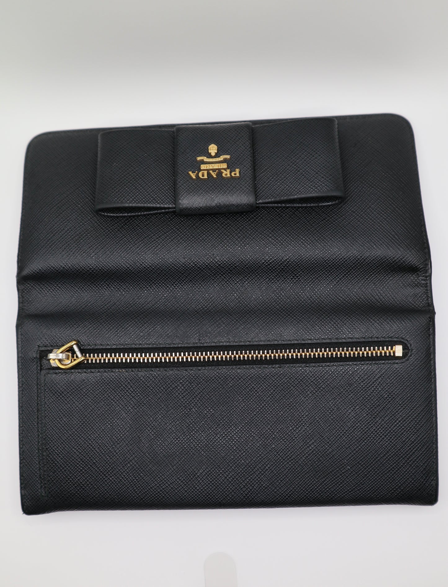 PRADA Saffiano Leather Bow Wallet